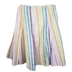 RARE! Paul Smith Blue Made in Italy Rainbow Floral Embroidered Skirt Women's 8